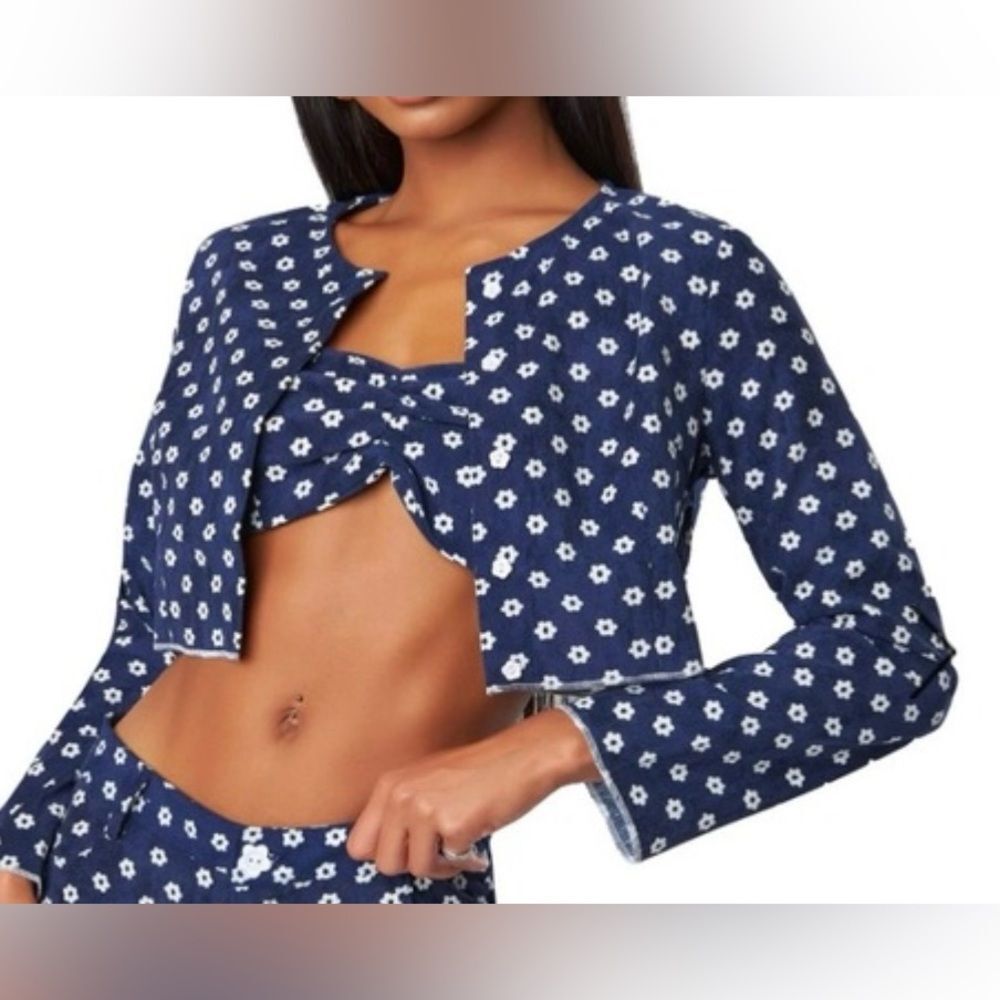 The Kript Navy Blue Flower Cardigan Size Medium